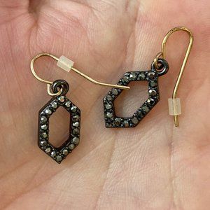 Black Crystal Hexagon Drop Earring